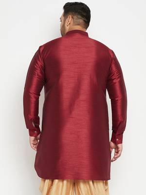 Men's maroon silk blend kurta 3
