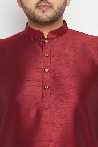 Men's maroon silk blend kurta