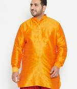 Men's orange silk blend kurta