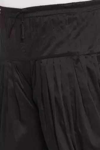 Men's cream and black silk blend kurta and dhoti set