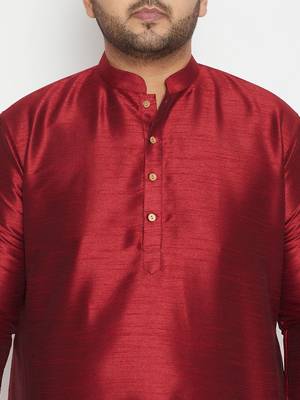 Men's maroon and black silk blend kurta and dhoti set 4