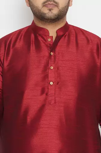 Men's maroon and black silk blend kurta and dhoti set