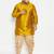 Men's mustard and rose gold silk blend kurta and dhoti set