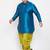 Men's turquoise and cyan green silk blend kurta and dhoti set