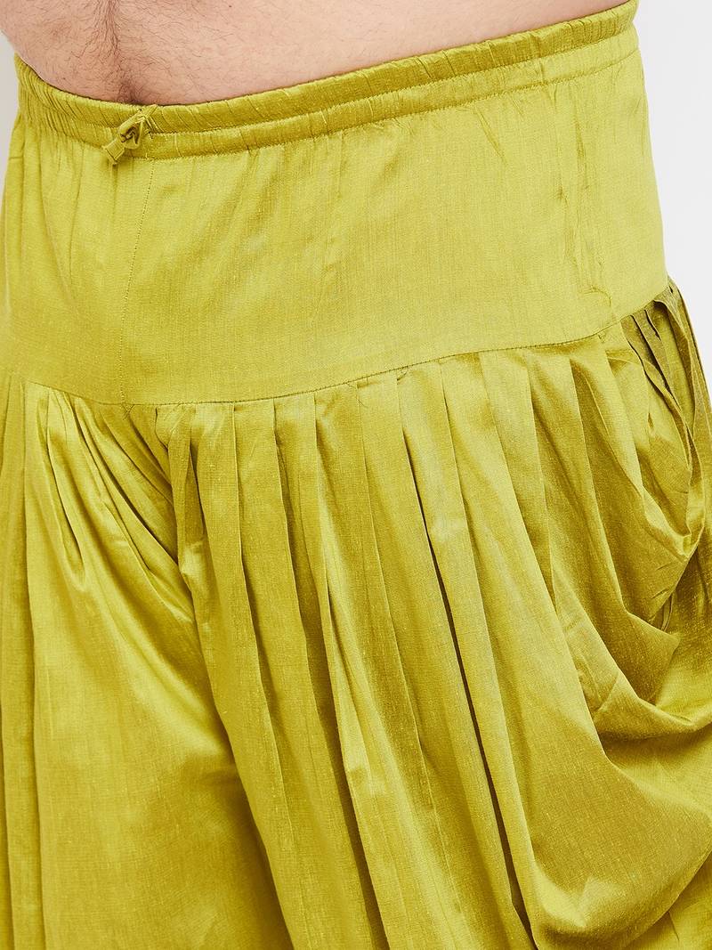 Men's turquoise and cyan green silk blend kurta and dhoti set