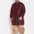 Men's wine and rose gold silk blend kurta and dhoti set