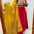 Floral printed red round neck cotton floral kurta with trousers & dupatta set
