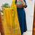 Floral printed blue round neck cotton floral kurta with trousers & dupatta set