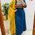 Floral printed blue round neck cotton floral kurta with trousers & dupatta set