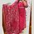 Floral printed red v neck cotton floral kurta with trousers & dupatta set