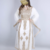 Elegant White & Gold Moroccan Stitched Kaftan – Handcrafted Embroidered Long Dress for Special Occasions