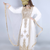 Elegant White & Gold Moroccan Stitched Kaftan – Handcrafted Embroidered Long Dress for Special Occasions