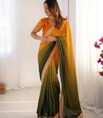 multicolor chinon silk saree