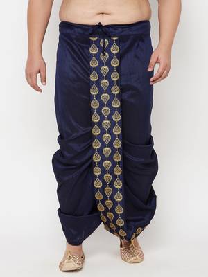 navy blue embroidered dhoti 1