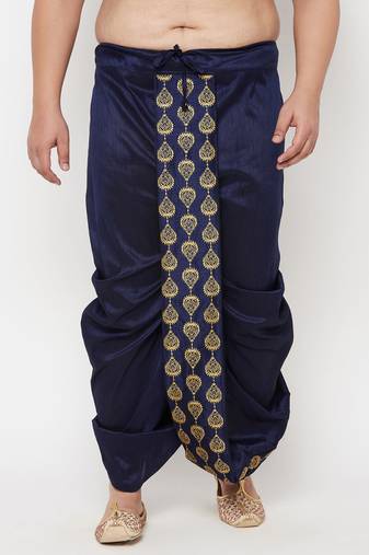 navy blue embroidered dhoti