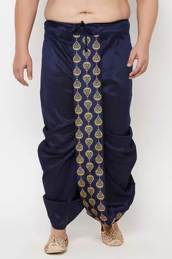 navy blue embroidered dhoti