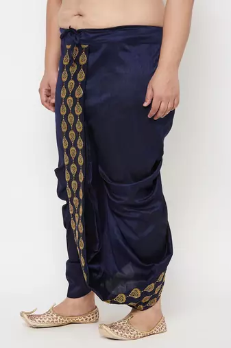 navy blue embroidered dhoti