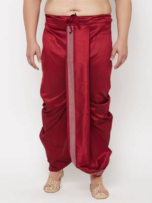 maroon embroidered dhoti 1