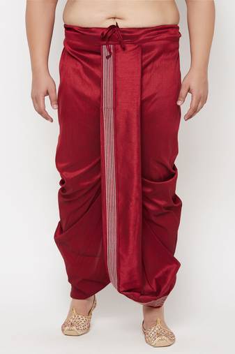 maroon embroidered dhoti