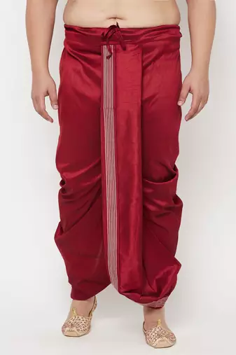 maroon embroidered dhoti