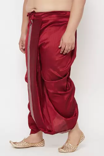 maroon embroidered dhoti