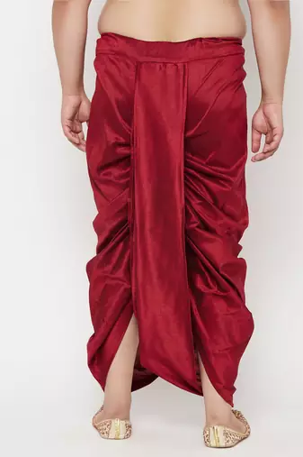 maroon embroidered dhoti