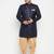 Plus navy blue and rose gold silk blend sherwani set