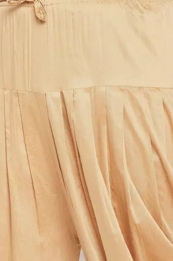 orange and rose gold silk blend sherwani set