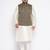 Plus cream silk blend jacket kurta pyjama set
