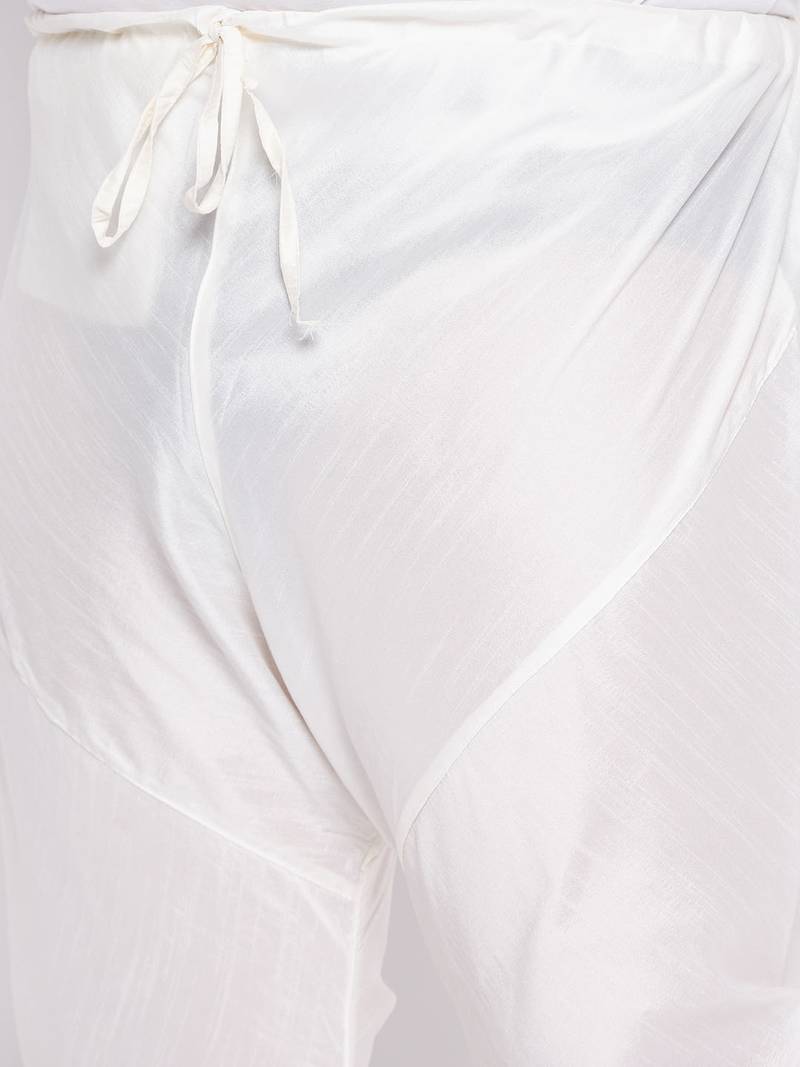 Plus cream silk blend jacket kurta pyjama set