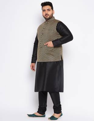 black silk blend jacket kurta pyjama set 2