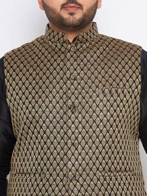 black silk blend jacket kurta pyjama set 4