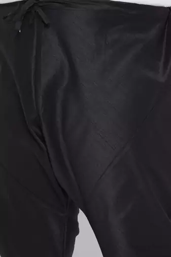 black silk blend jacket kurta pyjama set