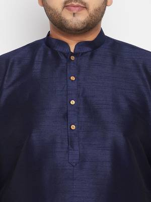 navy blue, blue and white silk blend jacket kurta pyjama set 5