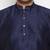 Plus navy blue, blue and white silk blend jacket kurta pyjama set