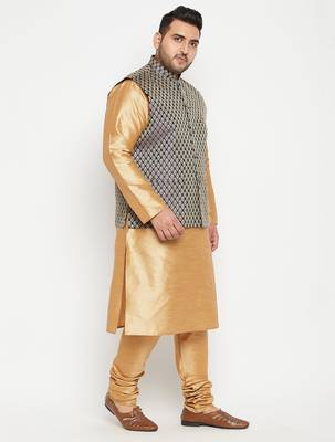 rose gold, blue and white silk blend jacket kurta pyjama set 2