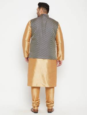 rose gold, blue and white silk blend jacket kurta pyjama set 3