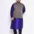 Plus navy blue silk blend jacket kurta pyjama set