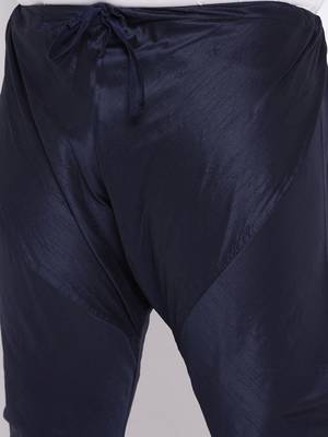 navy blue silk blend jacket kurta pyjama set 5