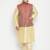 Plus gold, maroon and white silk blend jacket kurta pyjama set