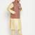 Plus gold, maroon and white silk blend jacket kurta pyjama set