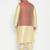 Plus gold, maroon and white silk blend jacket kurta pyjama set
