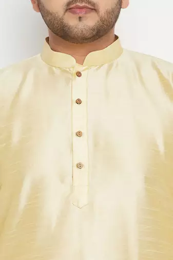gold, maroon and white silk blend jacket kurta pyjama set