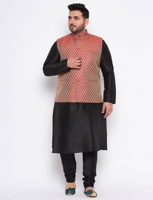 black silk blend jacket kurta pyjama set 1