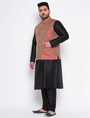 black silk blend jacket kurta pyjama set 2