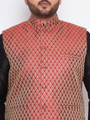 black silk blend jacket kurta pyjama set 4