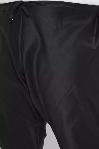 black silk blend jacket kurta pyjama set