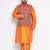 Plus orange silk blend jacket kurta pyjama set