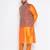 Plus orange silk blend jacket kurta pyjama set