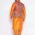 Plus orange silk blend jacket kurta pyjama set